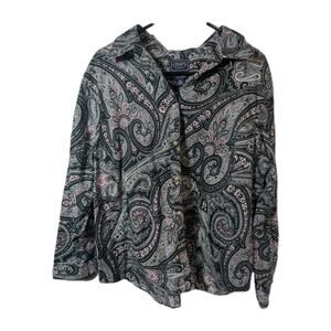 CHAPS Shirt Blouse Women's PAISLEY Pink Button Up Down Top No Iron Plus Size 2X